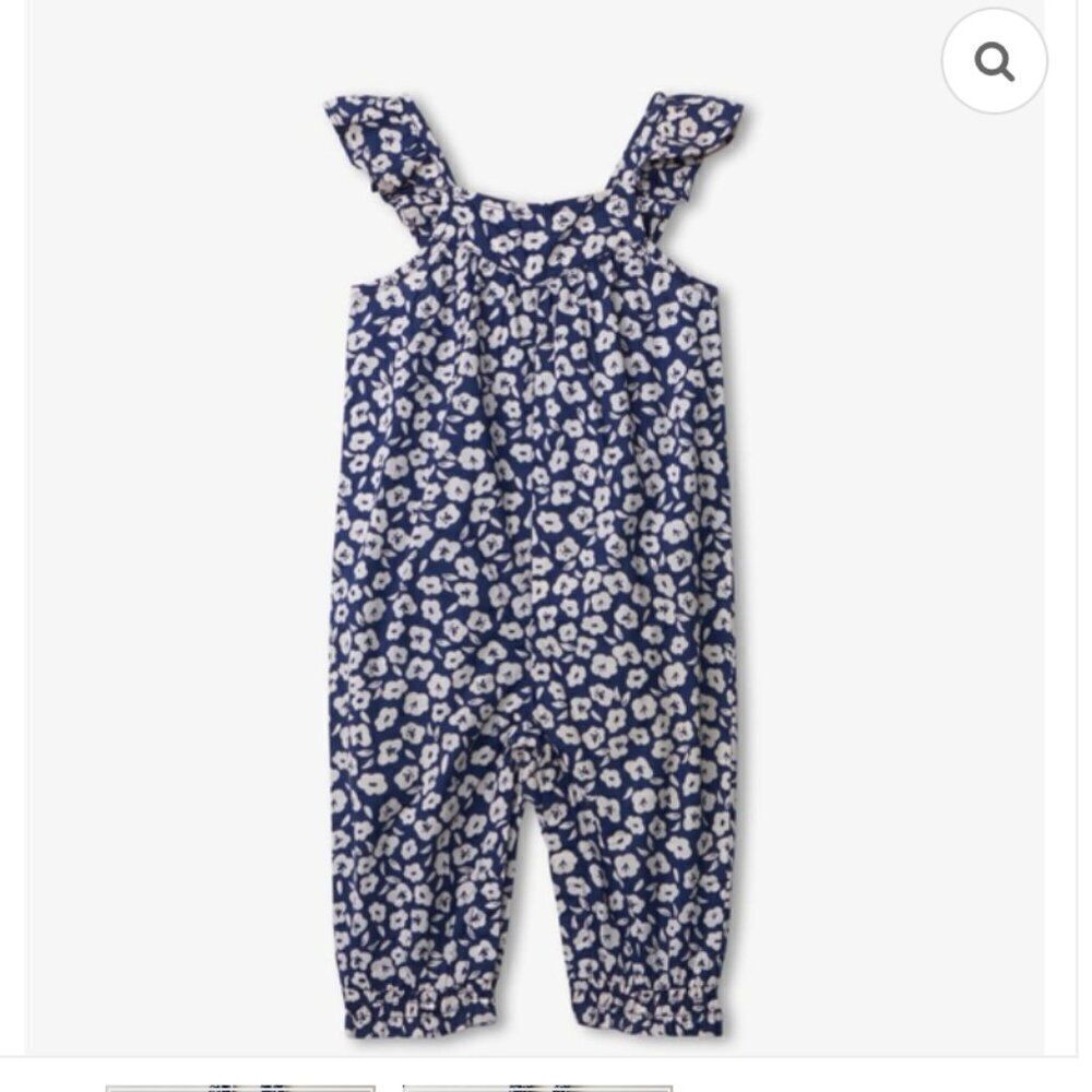 Hatley Baby blue and white floral Romper size 3-6 months NWT